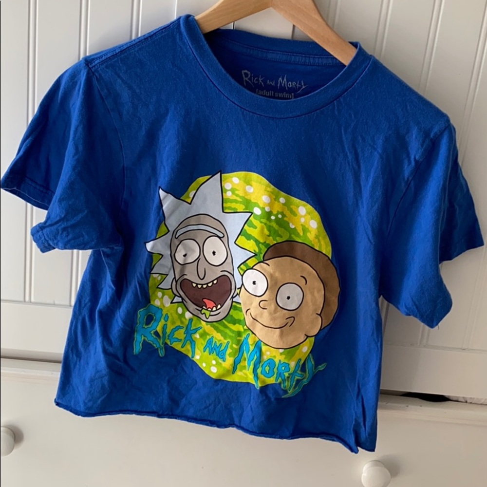 Rick and Morty cropped blue tee💙